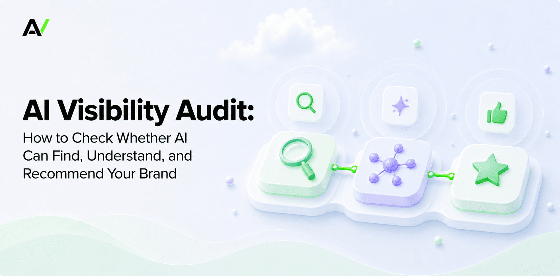Abstract search and recommendation signals representing an AI visibility audit