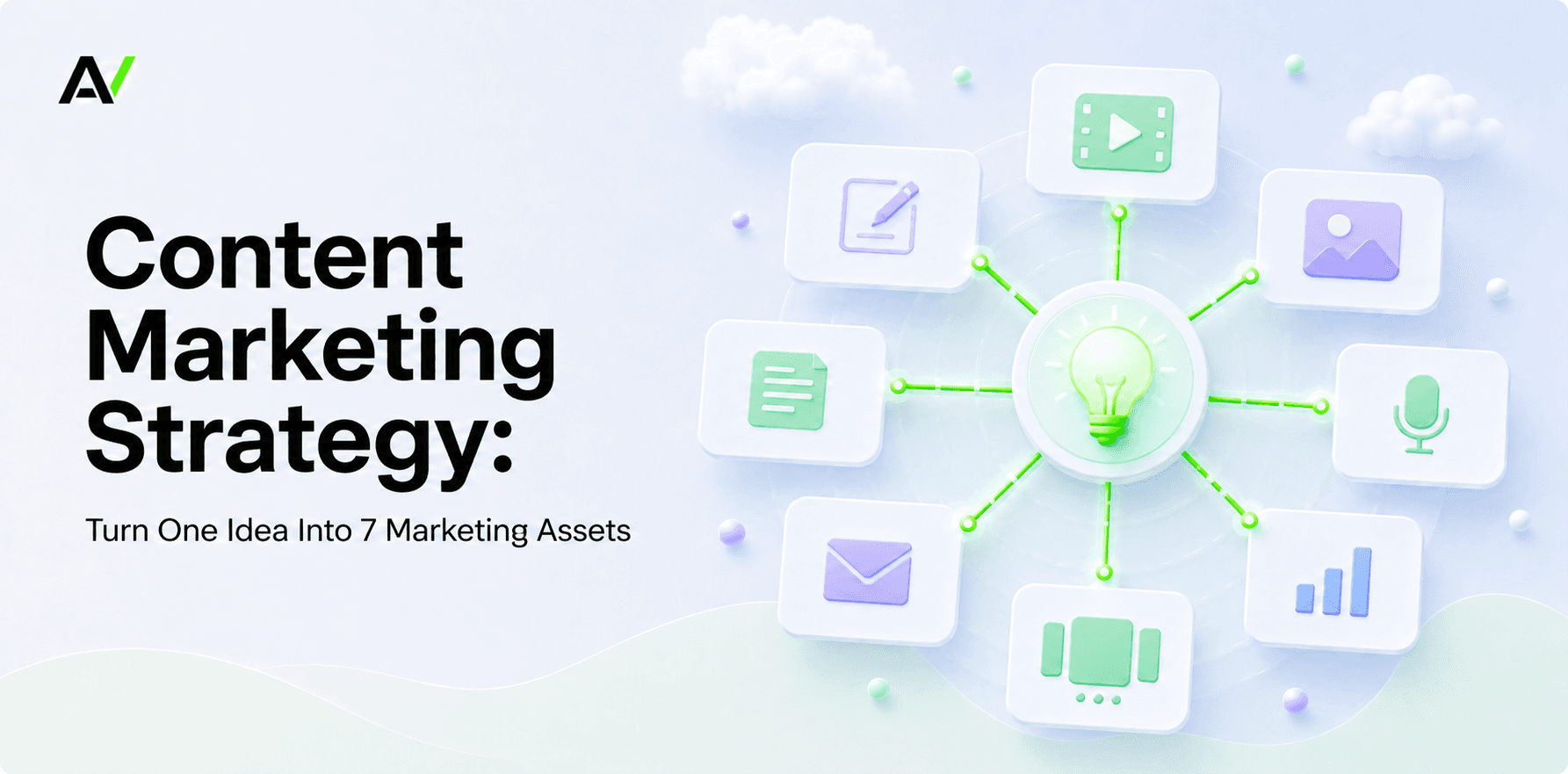 Abstract funnel of blocks representing content repurposing