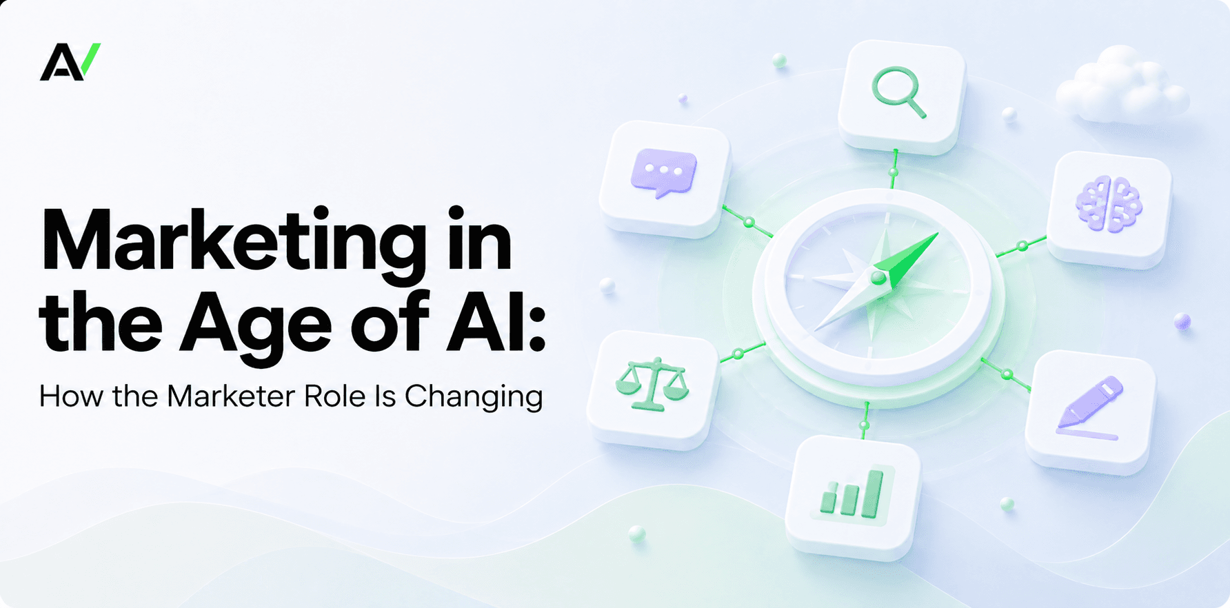 Abstract landscape of marketing work changing with AI